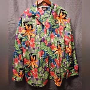 Vintage Teddi Floral Multicolor Blouse Shirt Women's
